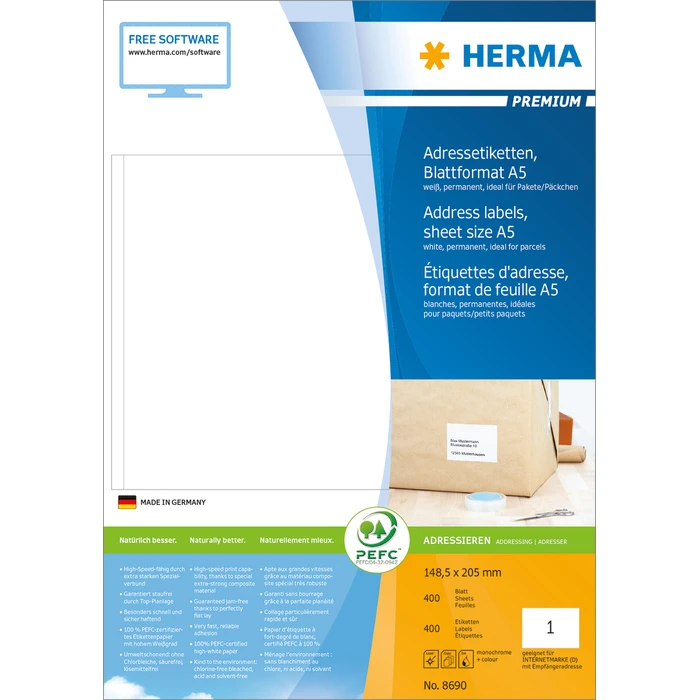 Ετικέτες Herma Address 148,5x205 400 Sheets DIN A5 400 pcs. 8690