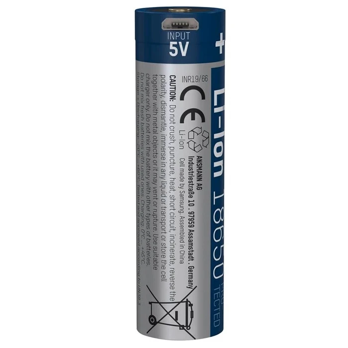 Επαναφορτιζόμενες Μπαταρίες Ansmann Li-Ion 18650 2600mAh 3,6V Micro-USB 1307-0002