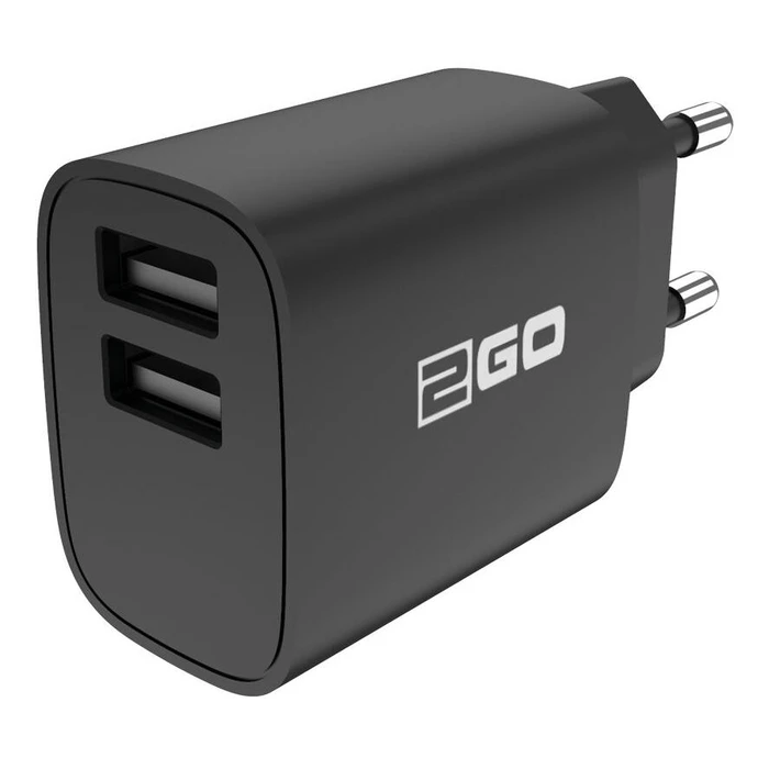 Φορτιστής Πρίζας 2GO 100V-240V - Black Universal Dual-USB
