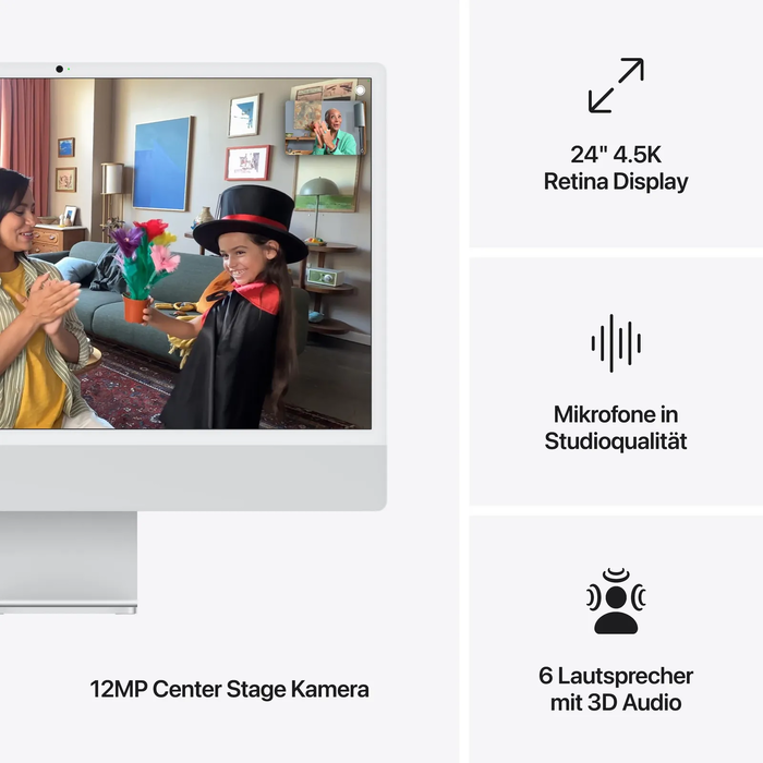 Apple iMac 24" Retina 4,5K (2024) M4 · 16GB RAM · 256GB SSD · 8‑core GPU · Ασημί