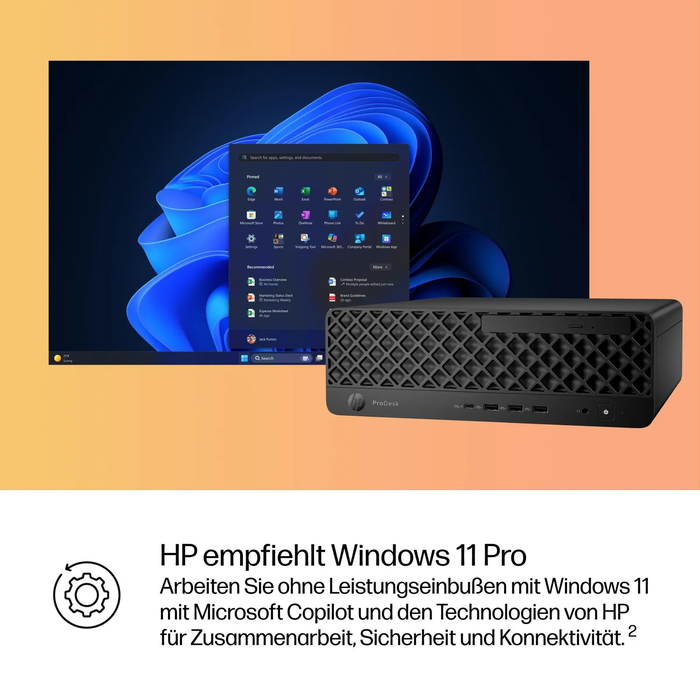 HP ProDesk 400 SFF G1i Core Ultra 7 265, 16GB RAM, 512GB SSD, Windows 11 Pro - 9H7M1ET
