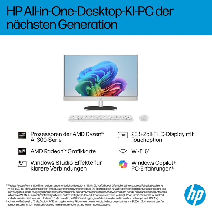 HP 24-ct2450ng Όλα-σε-ένα 23,8" FHD Ryzen AI 5 340 16GB/1TB SSD Windows 11 (Λευκό)