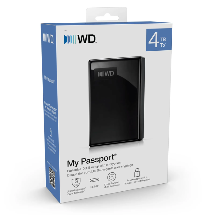 WD My Passport 4 TB εξωτερικός σκληρός δίσκος (HDD) USB‑C Μαύρο