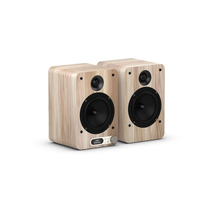 PURE Classic Active Stereo Sound System — DAB+/FM, Bluetooth, USB-C, HDMI, Optical-In, Remote — Beige / Oak (SKU 7A38-004, MPN 254589, EAN 0759454301835)