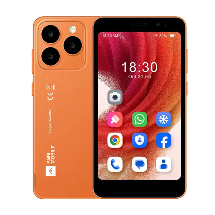AGM N2 – Smart Mobile 4.96" 4G με Android 16 Go, Αφαιρούμενη Μπαταρία 3000mAh, IP54 (Πορτοκαλί)