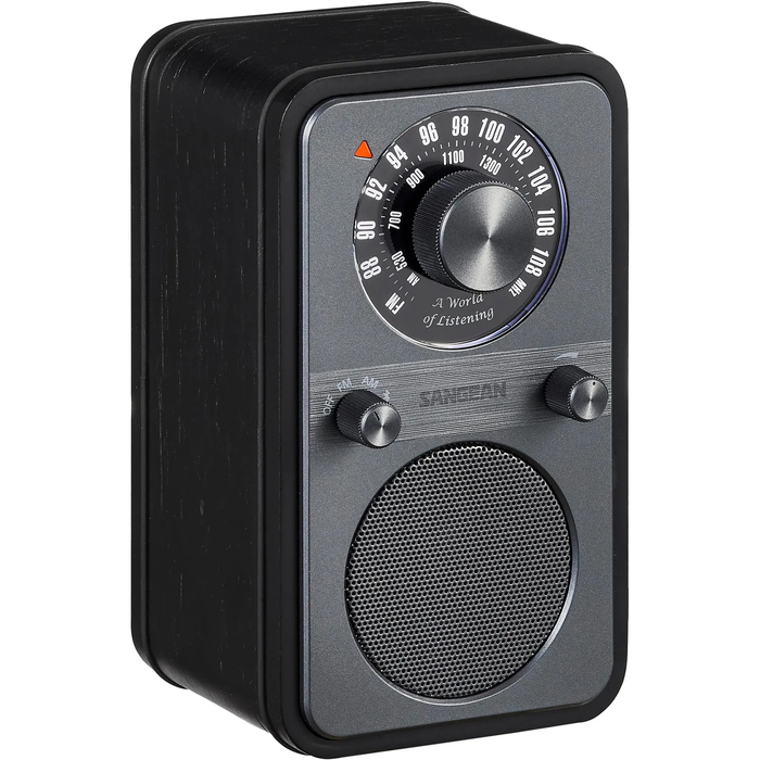 SANGEAN WR-9 Φορητό Ραδιόφωνο FM - Πραγματικό Ξύλινο Κουτί (Mitternachtseiche) με Ευέλικτη Τοποθέτηση