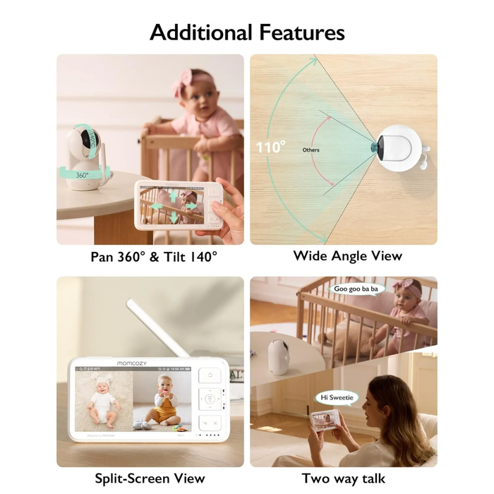 Momcozy Video-Babyphone BM03 13,97 cm (5,5'') με ενσωματωμένη μπαταρία, 1080P HD κάμερα