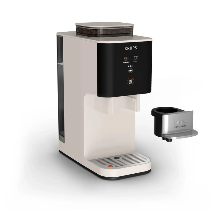 Krups Automatic Espresso Machine 1370W, 15 bar, Built-in Grinder (SA4001E0) - Ivory