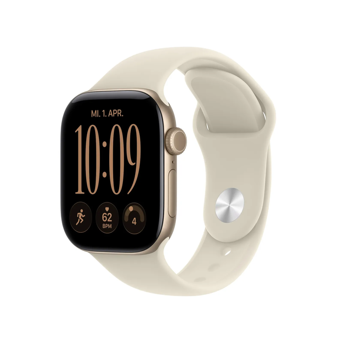 Apple Watch Series 12 GPS 42mm Light Gold Aluminium με Sand Sport Band - S/M