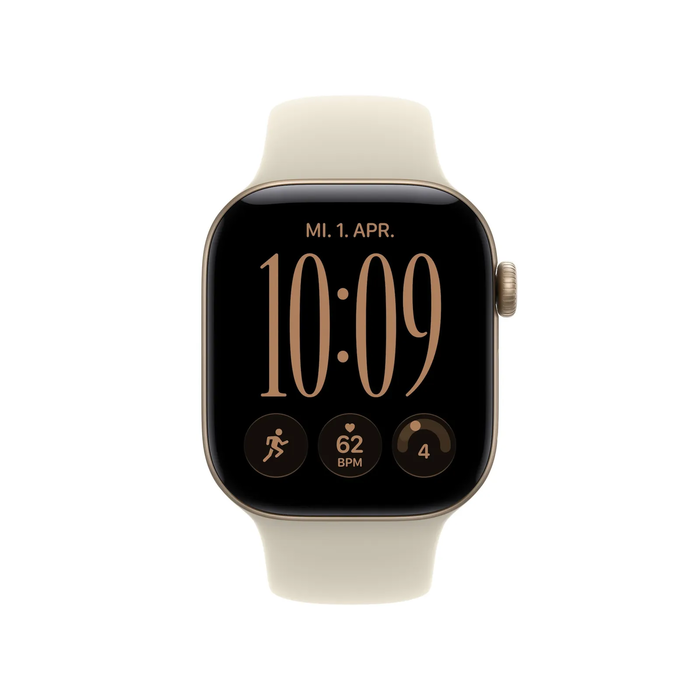 Apple Watch Series 12 GPS 42mm Light Gold Aluminium με Sand Sport Band - S/M