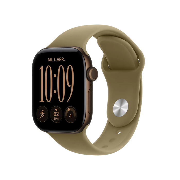 Apple Watch Series 12 GPS 42mm Dark Bronze Aluminium Case with Olive Sport Band - S/M
