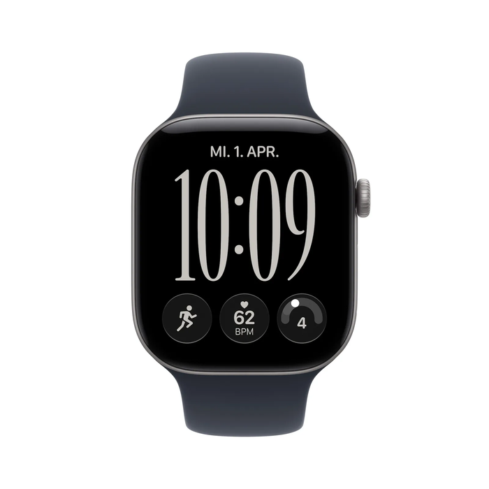 Apple Watch Series 12 Aluminium 46mm Αδιάβροχο με Παλμογράφο (Space Grey Aluminium with Navy Blue Sport Band - S/M)