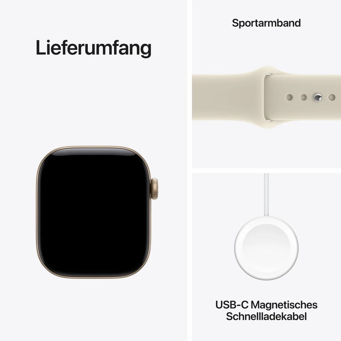Apple Watch Series 12 GPS + Cellular 42mm Light Gold Aluminium Case with Sand Sport Band - S/M