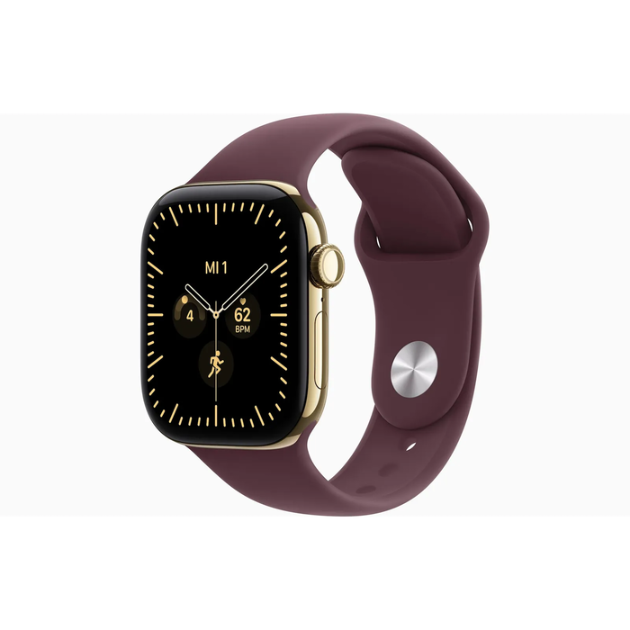 Apple Watch Series 12 GPS + Cellular 42mm Θήκη από Τιτάνιο σε χρώμα Radiant Gold με Burgundy Sport Band - M/L