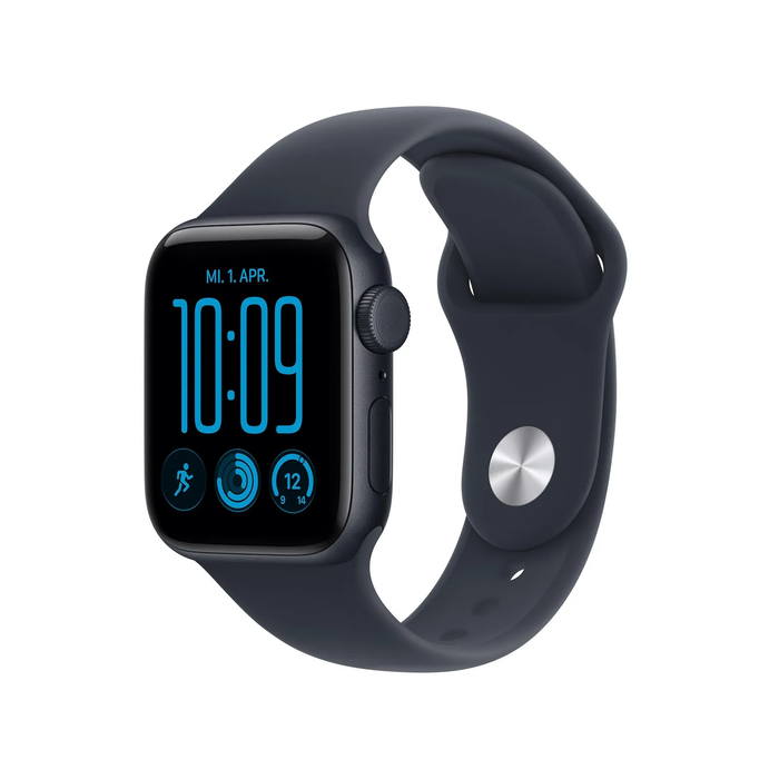 Apple Watch SE (3rd generation) GPS + Cellular 40mm Midnight Aluminium Case with Navy Blue Sport Band - S/M