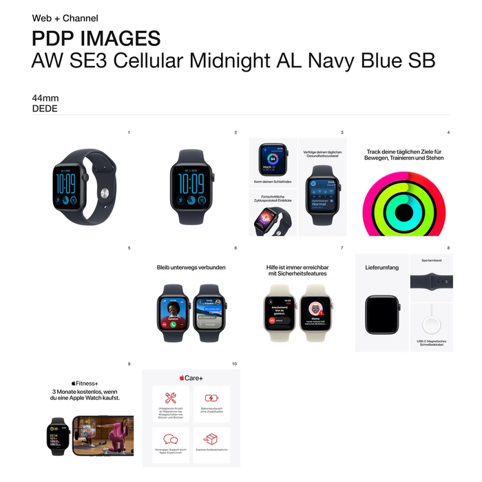 Apple Watch SE 3 GPS + Cellular 44mm Midnight Aluminium Case με Navy Blue Sport Band (S/M)