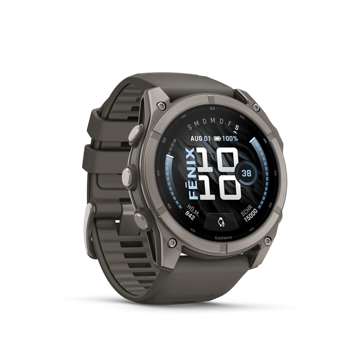 Garmin Fenix 9 Titanium 51mm Αδιάβροχο Smartwatch με Παλμογράφο (Pebble Grey Silicone Band)