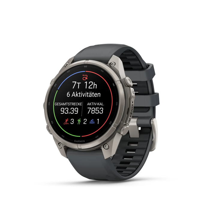 Garmin Fenix 9 Pro 47 mm AMOLED Γραφίτης/Μαύρο Τιτάνιο με QuickFit® Σιλικόνης Λουράκι